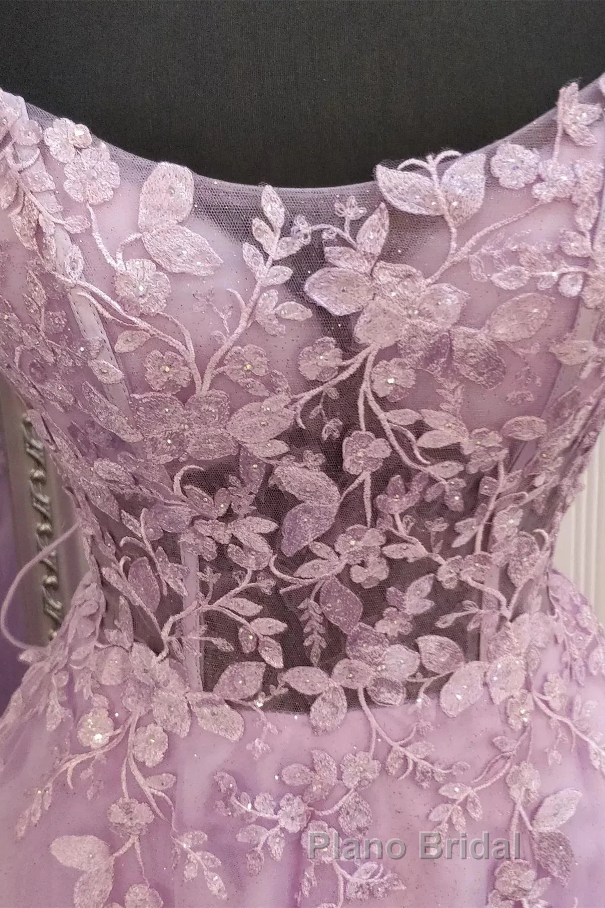 A Line Lavender Lace Long Formal Prom Dress, Lilac Lace Formal Dress, Lavender Evening Dress Secondary image
