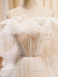 A-Line Light Champagne Long Formal Prom Dresses, Light Champagne Lace Formal Dresses