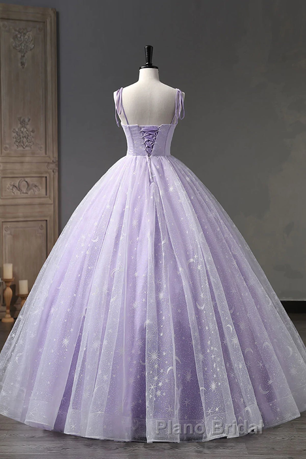 A Line Lilac Tulle Long Formal Prom Dresses, Lilac Long Formal Evening Dresses Secondary image