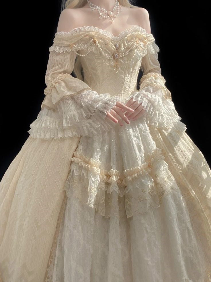 A Line Off Shoulder Ball Gown Wedding Dresses Lace Princess Dresses Secondary image