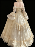 A Line Off Shoulder Ball Gown Wedding Dresses Lace Princess Dresses