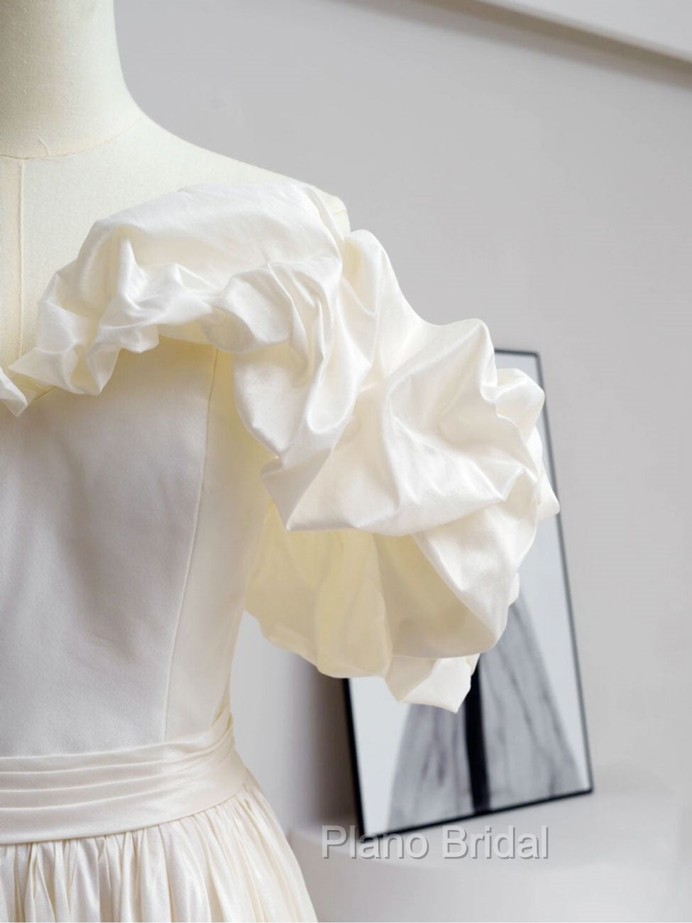 A-Line Off Shoulder Beige Taffeta Long Formal Prom Dresses, Beige Formal Evening Dresses