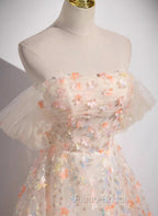 A-Line Off Shoulder Flowers Lace Formal Dresses, Long Formal Prom Dresses
