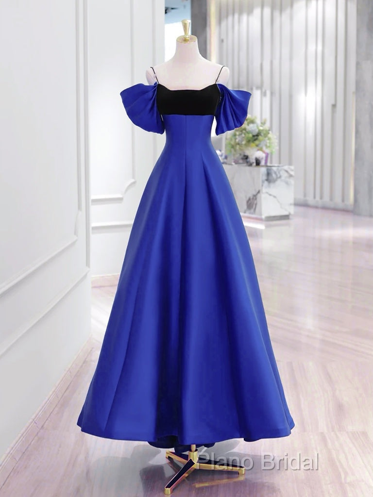 A-Line Off Shoulder Satin Dark Red Long Formal Prom Dresses, Red Long Formal Dresses