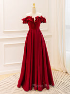 A-Line Off Shoulder Satin Yellow Long Formal Prom Dresses, Yellow Formal Evening Dresses