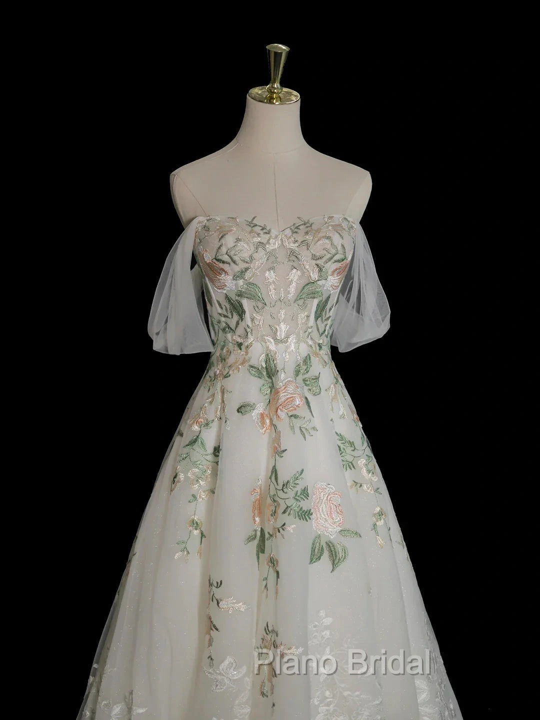 A-Line Off Shoulder Tulle Lace Applique White Long Formal Prom Dresses, White Long Formal Dresses