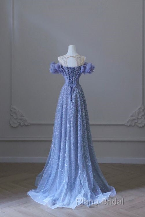 A Line Off The Shoulder Blue Long Formal Prom Dresses Formal Dresses Secondary image