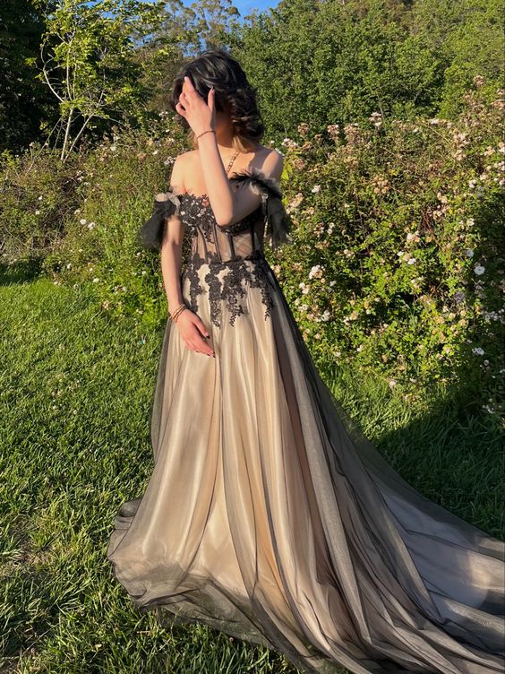 A Line Off The Shoulder Fashion Formal Prom Dresses, Long Formal Evening Dresses Secondary image