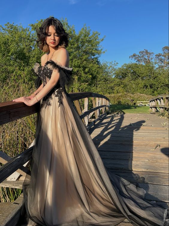 A Line Off The Shoulder Fashion Formal Prom Dresses, Long Formal Evening Dresses Main image