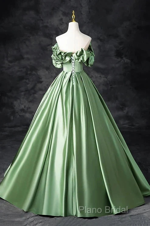A-Line Off The Shoulder Formal Satin Long Formal Dresses Formal Prom Dresses