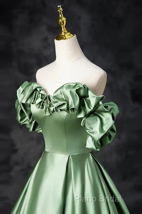 A-Line Off The Shoulder Formal Satin Long Formal Dresses Formal Prom Dresses