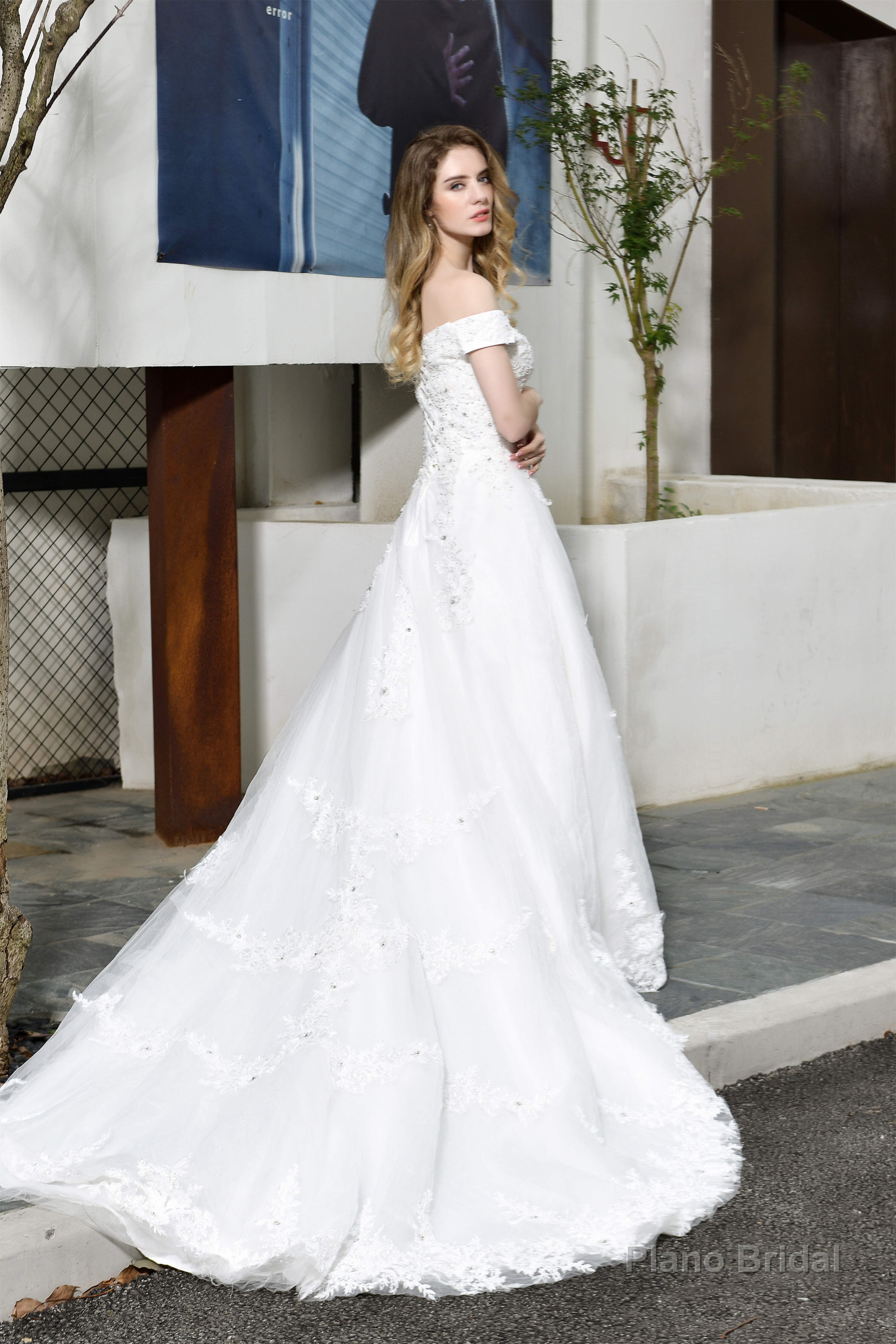 A-line Off the Shoulder Long Wedding Dresses Main image