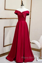 A-Line Off The Shoulder Formal Prom Dresses Pure Color Sexy Long