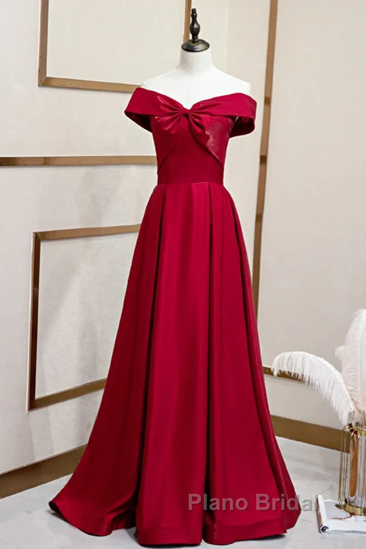 A-Line Off The Shoulder Formal Prom Dresses Pure Color Sexy Long Secondary image