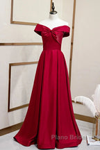 A-Line Off The Shoulder Formal Prom Dresses Pure Color Sexy Long