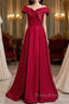 A-Line Off The Shoulder Formal Prom Dresses Pure Color Sexy Long