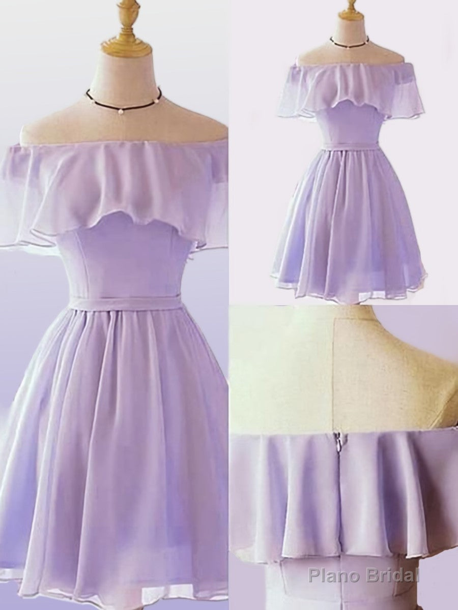 A-line Off-the-Shoulder Ruffles Short/Mini Chiffon Dress Main image