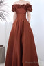 A line Off The Shoulder Satin Party Dress Long Prom Dress