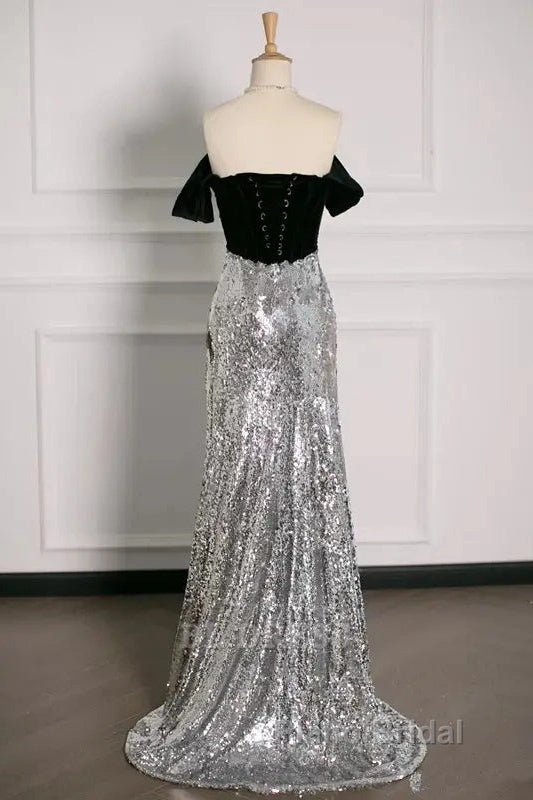 A Line Off The Shoulder Sexy Sequin Formal Dresses Bridesmaid Dresses Evening Gown Formal Prom Dresses