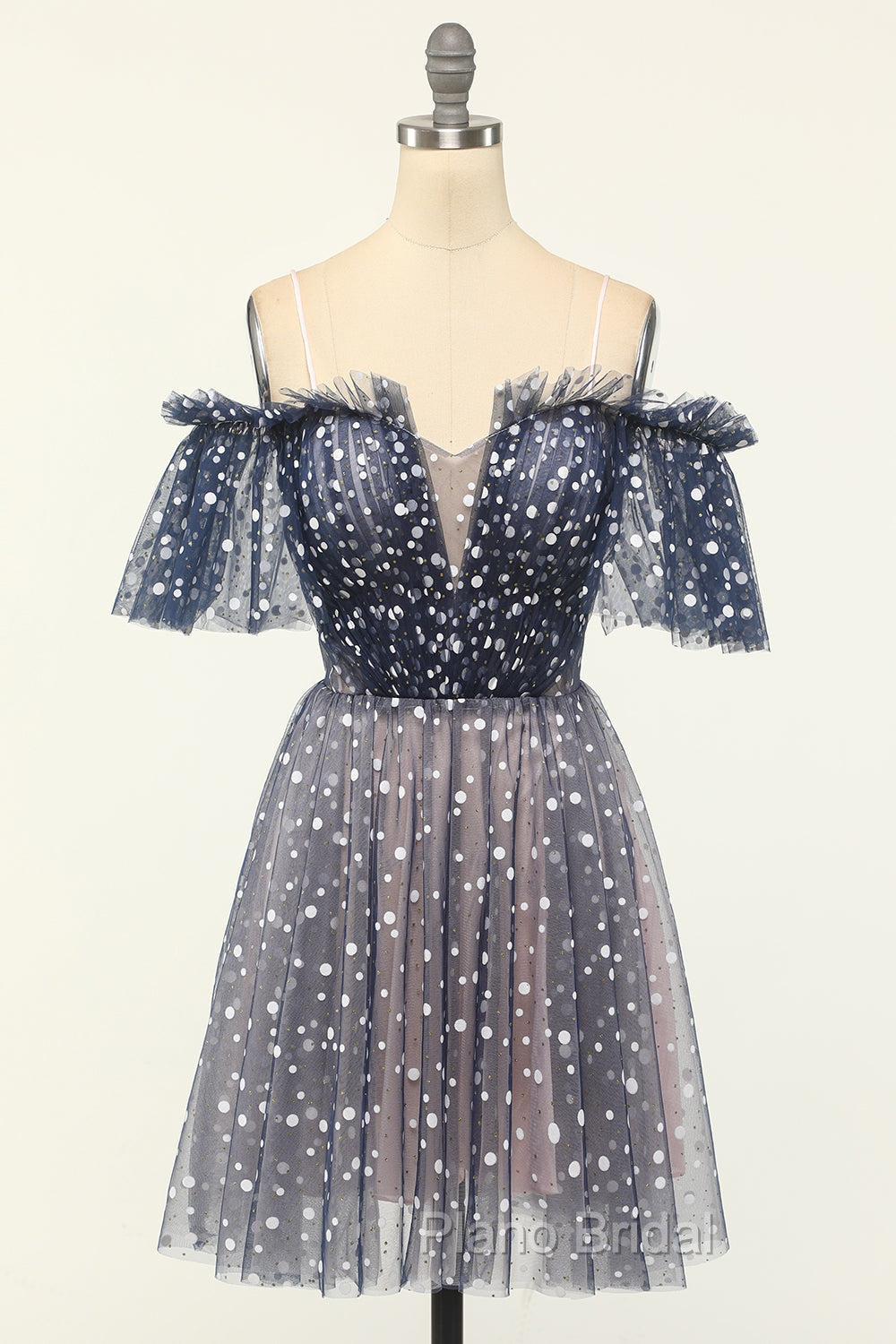 A-line Off-the-shoulder Tulle Short/Mini Short Formal Prom Dresses With Ruffles Secondary image