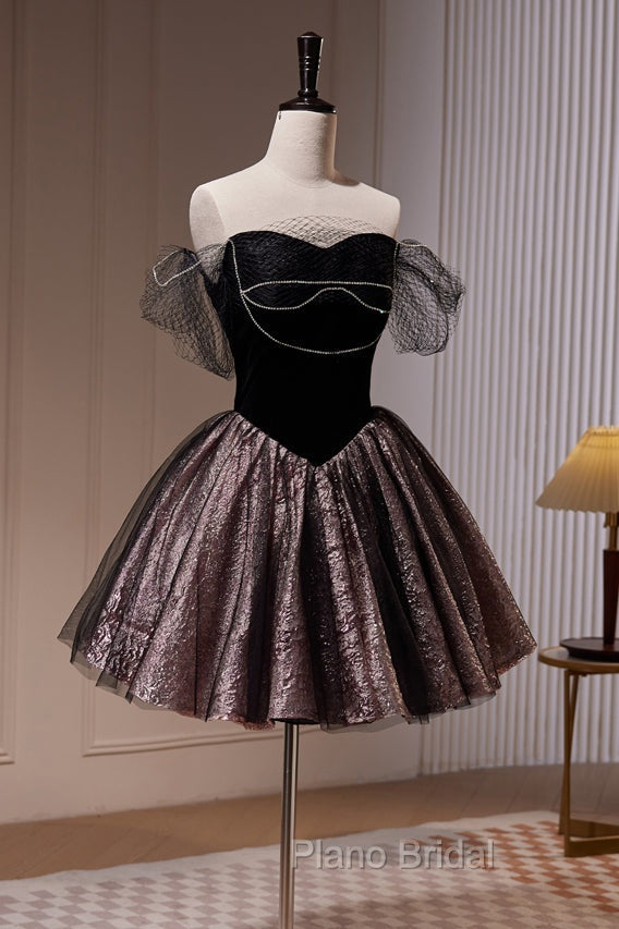 A Line Off the Shoulder Tulle Short Formal Prom Dresses, New Style Homecoming Gown