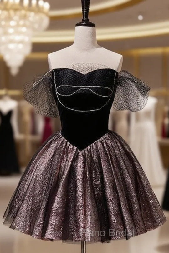 A Line Off the Shoulder Tulle Short Formal Prom Dresses, New Style Homecoming Gown Main image