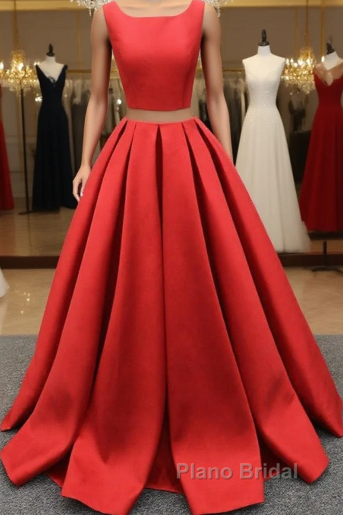 A Line One-Piece Jewel Open Back Long Formal Prom Dresses