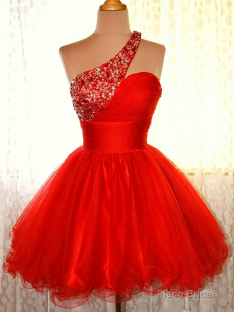 A-line One-Shoulder Appliques Lace Short/Mini Tulle Dress Main image