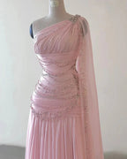A Line One Shoulder Pink Chiffon Formal Evening Gown Formal Prom Dresses (For Sue Nardi)
