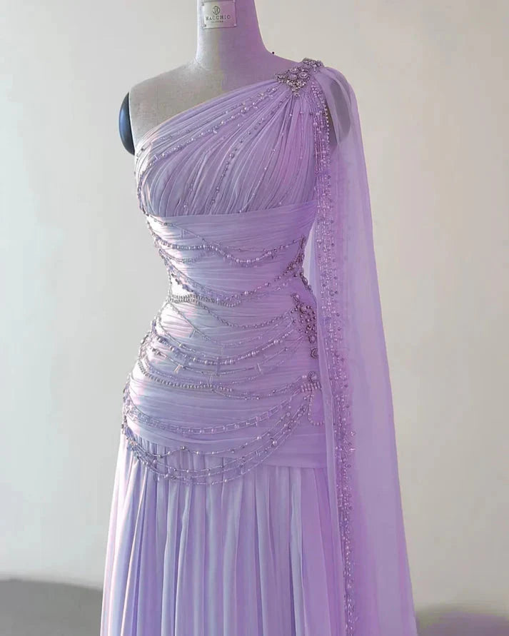 A Line One Shoulder Pink Chiffon Formal Evening Gown Formal Prom Dresses (For Sue Nardi)