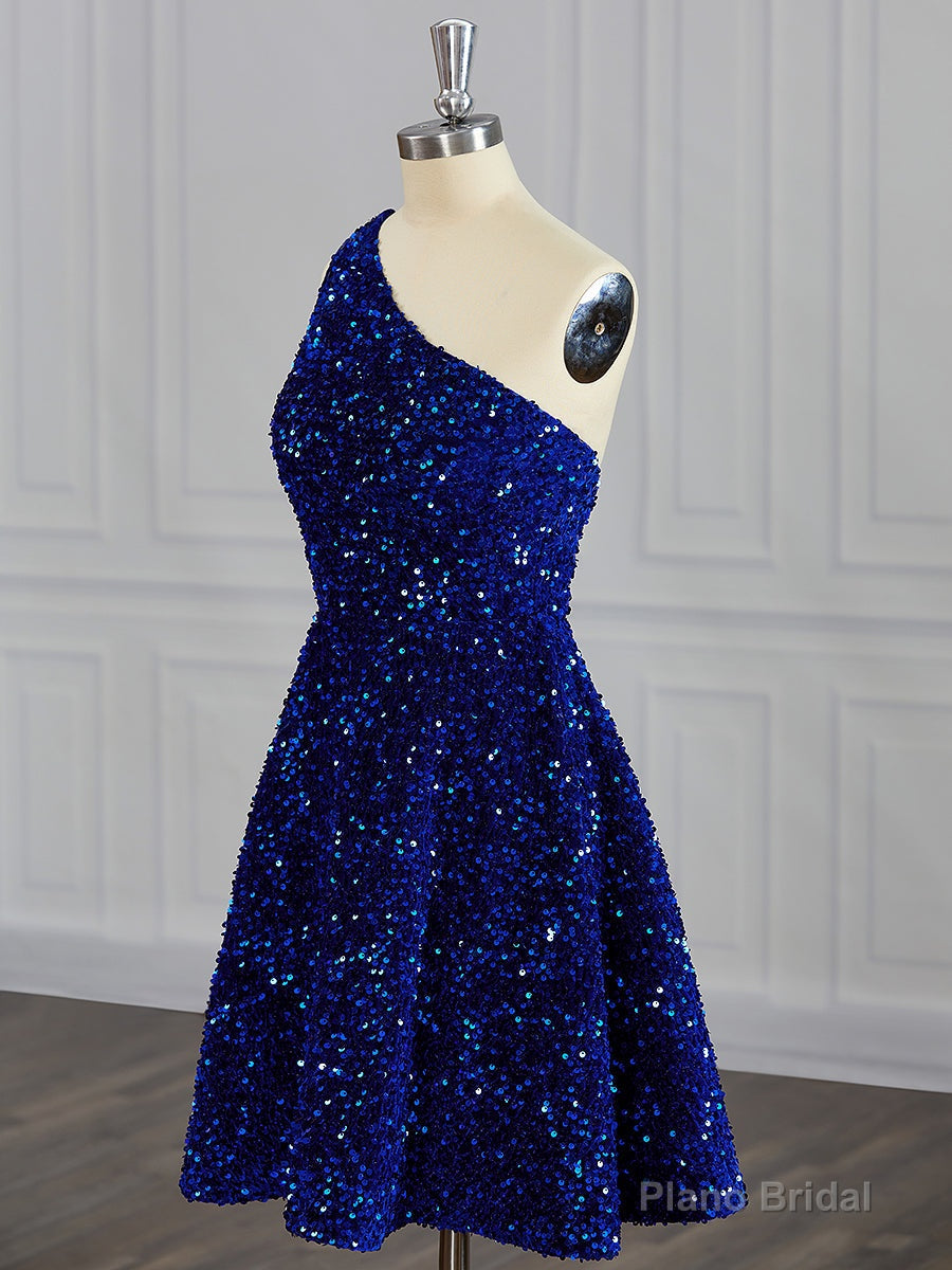 A-line One-Shoulder Sequin Short/Mini Velvet Sequins Dress Main image