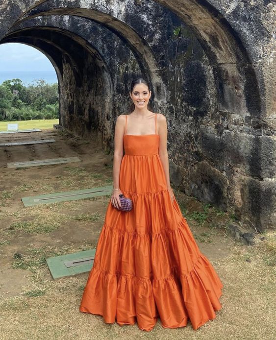 A Line Orange Long Formal Prom Dresses, Fashion Formal Evening Dresses Main image