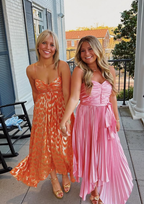 A-Line Orange Formal Prom Dresses Fashion Party Formal Evening Dresses