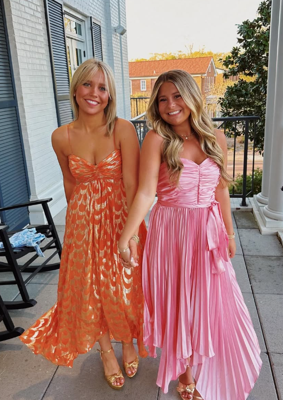 A-Line Orange Formal Prom Dresses Fashion Party Formal Evening Dresses