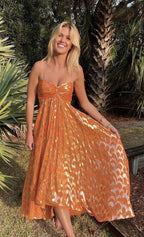 A-Line Orange Formal Prom Dresses Fashion Party Formal Evening Dresses