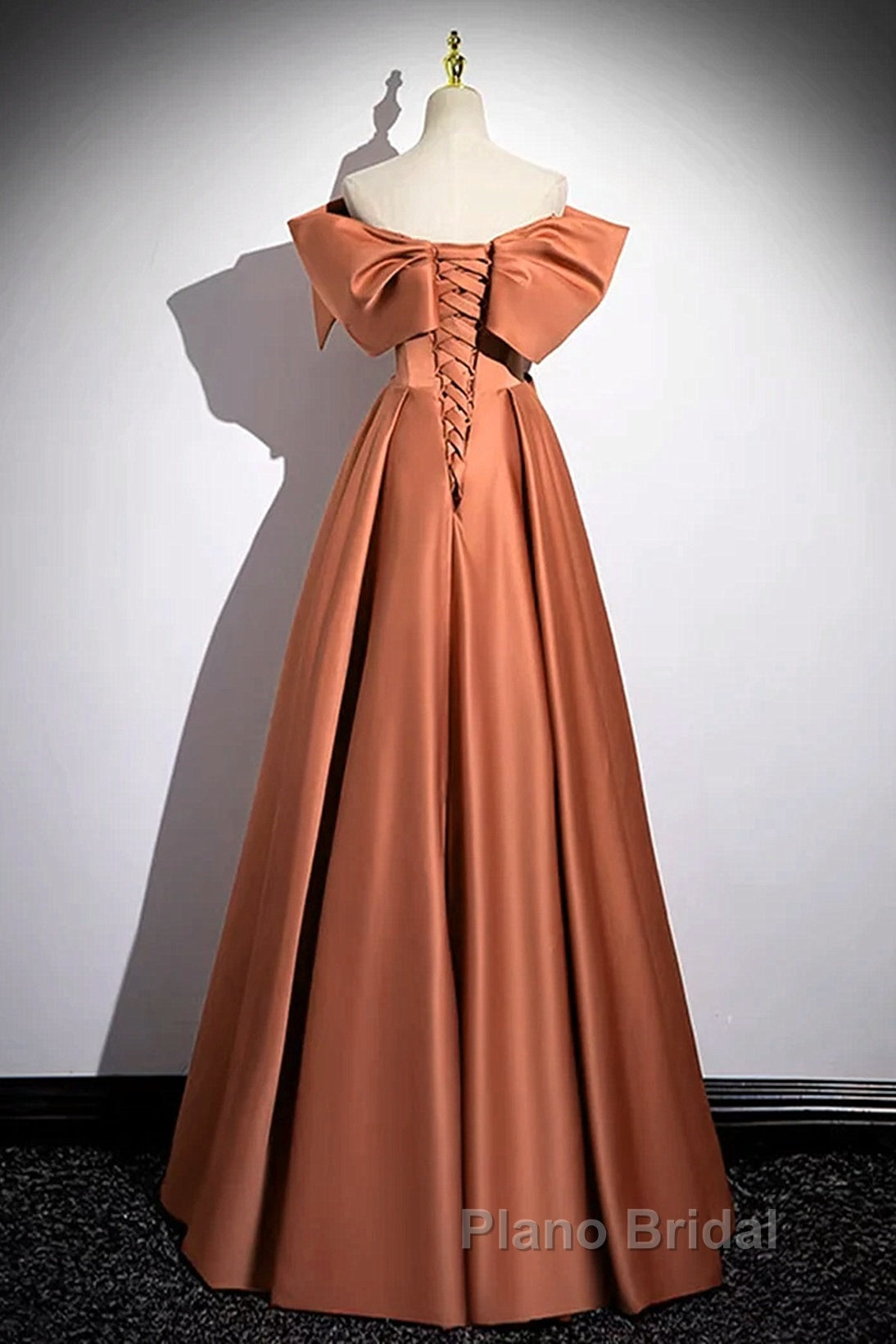 A-Line Orange Satin Beaded Sweetheart Formal Prom Dresses, Orange Long Evening Dresses Secondary image