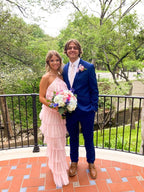 A-Line Pink Long Formal Prom Dresses , Unique Formal Prom Dresses