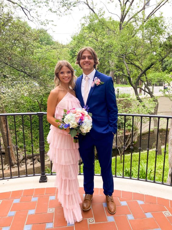 A-Line Pink Long Formal Prom Dresses , Unique Formal Prom Dresses