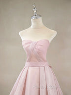 A Line Pink Long Formal Prom Dresses, Formal Pink Bridesmaid Dresses