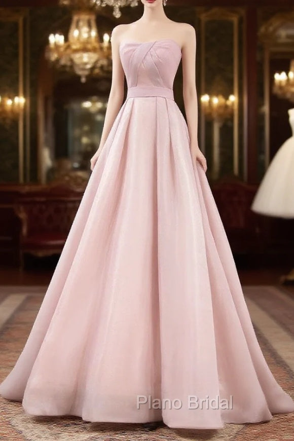 A Line Pink Long Formal Prom Dresses, Formal Pink Bridesmaid Dresses Main image