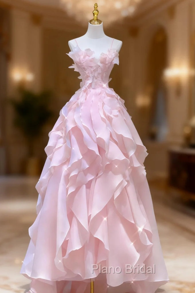 A Line Pink Long Formal Prom Dresses,Strapless Evening Gown Main image