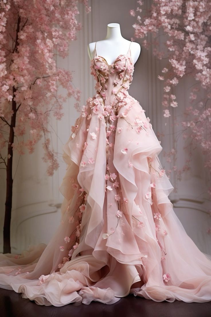 A Line Pink Tulle Long Formal Prom Dresses, Formal Evening Formal Dresses Main image