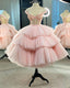 A-Line Pink Tulle Short Dresses Pink Tulle Homecoming Dresses