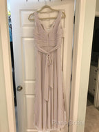 A-Line Pleated Chiffon V-Neck Long Bridesmaid Dresses