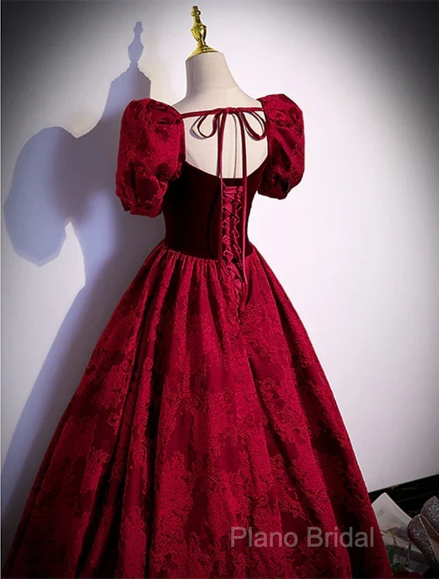 A-Line Princess Ballgown Sweetheart Short Sleeves Long Party Dresses Formal Dresses Formal Prom Dresses