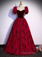 A-Line Princess Ballgown Sweetheart Short Sleeves Long Party Dresses Formal Dresses Formal Prom Dresses