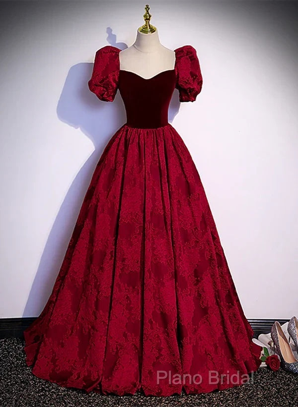 A-Line Princess Ballgown Sweetheart Short Sleeves Long Party Dresses Formal Dresses Formal Prom Dresses