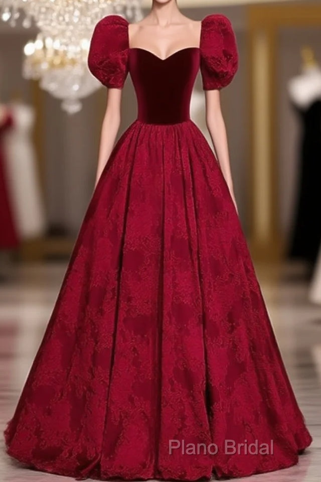 A-Line Princess Ballgown Sweetheart Short Sleeves Long Party Dresses Formal Dresses Formal Prom Dresses Main image