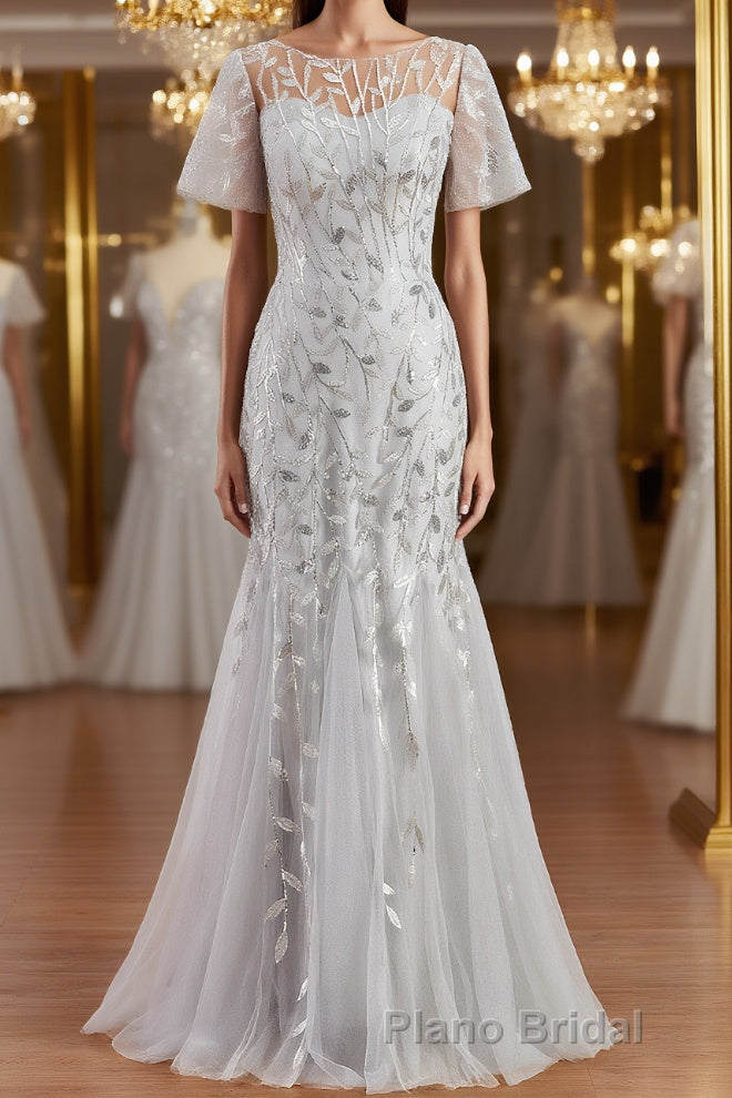 A-Line/Princess Bateau Floor-Length Tulle Mother of the Bride Dresses With Ruffles Main image