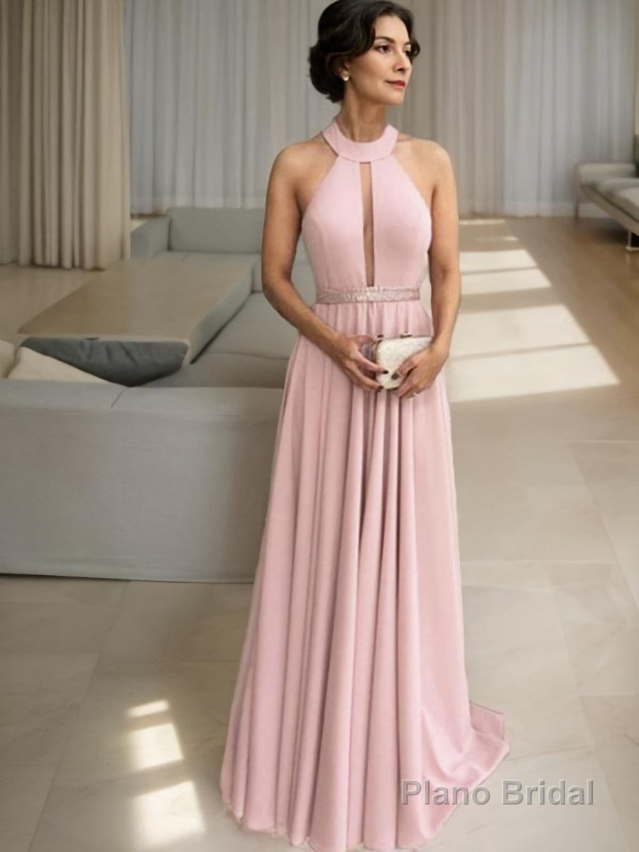 A-Line/Princess Halter Floor-Length Stretch Crepe Mother of the Bride Dresses With Ruffles Main image